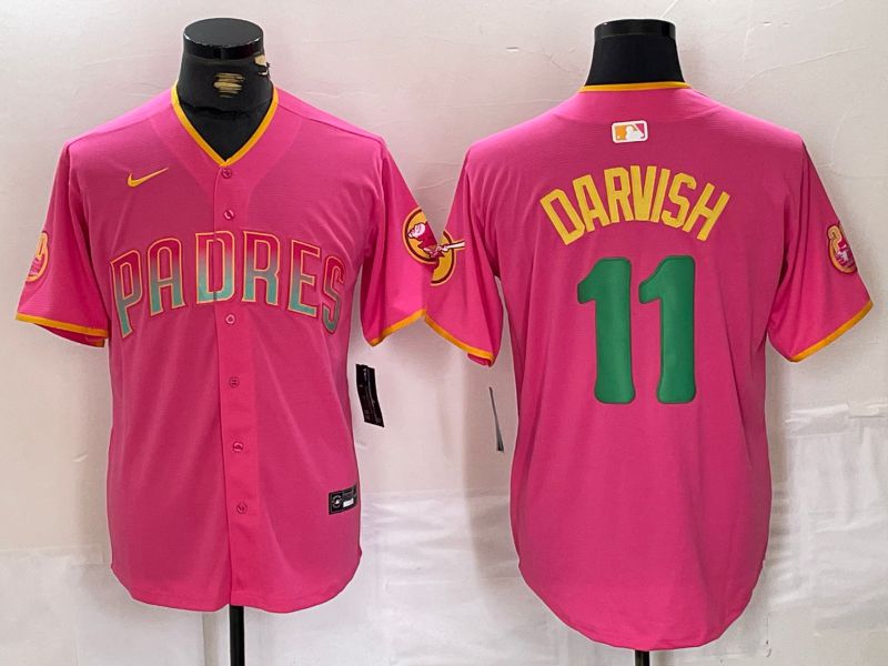 Men San Diego Padres #11 Darvish Pink Jointly 2024 Nike MLB Jersey style 1->san diego padres->MLB Jersey